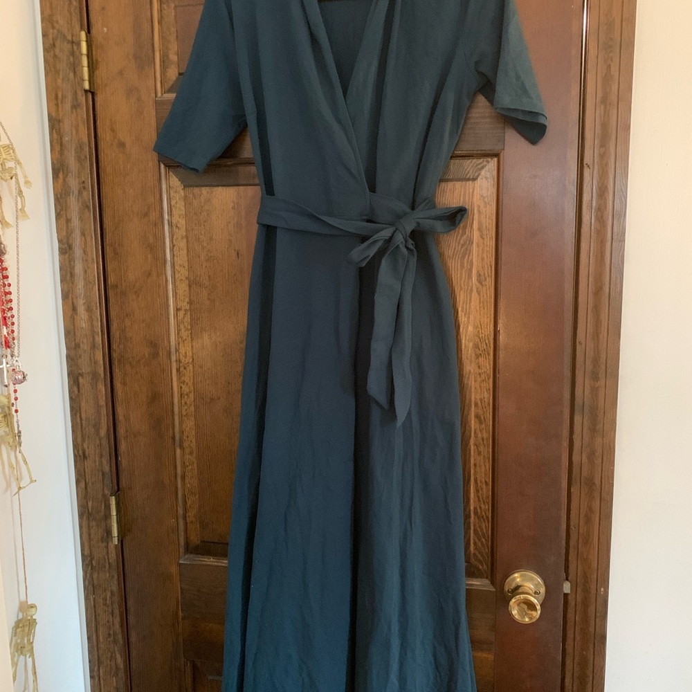 eShakti Cotton Jersey Midi Wrap Dress